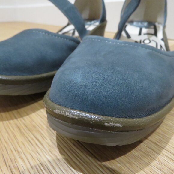 FLY LONDON Piat Wedge Suede Sandals in Forest Green Grunge Edgy Boho 7.5 - 8 - Picture 8 of 14